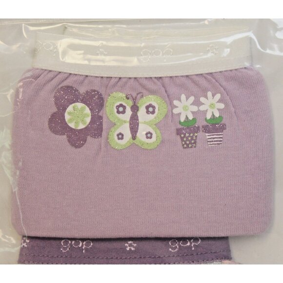 NEW Gap Panties 3 pairs Underwear girls XL 12 Purple Flowers Stripes Briefs - Picture 2 of 6